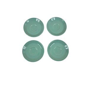 Vintage Fiesta Ware Turquoise Saucer Plates Set Of 4 Lead-Free Ceramic